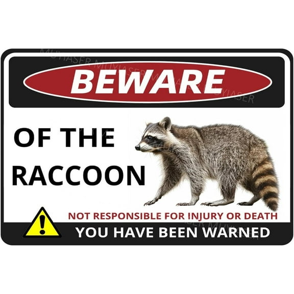 Beware Of The Raccoon Sign You Have Been Warned Aluminum Metal Tin Signs Door Sign Warning Sign For Zoo Fence Gate Yard Home Wall Decor 8x12 Inch