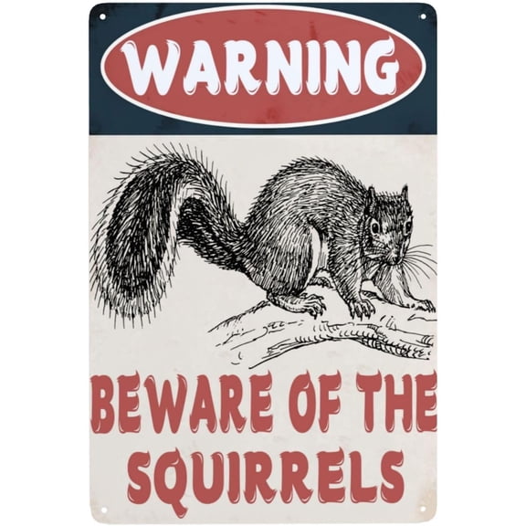 Beware Of The Squirrels Metal Tin Sign Warning Sign Safety Signs For Home Outdoor Garden 8x12 Inches