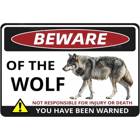 Beware Of The Wolf Sign You Have Been Warned Aluminum Metal Tin Signs Door Sign Warning Sign For Zoo Fence Gate Yard Home Wall Decor 8x12 Inch