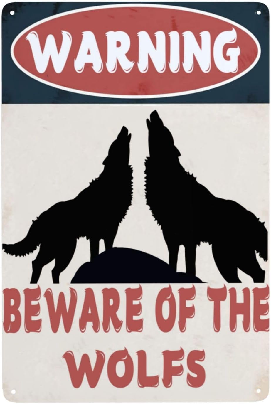 Beware Of The Wolfs Metal Tin Sign Warning Sign Safety Signs For Home ...