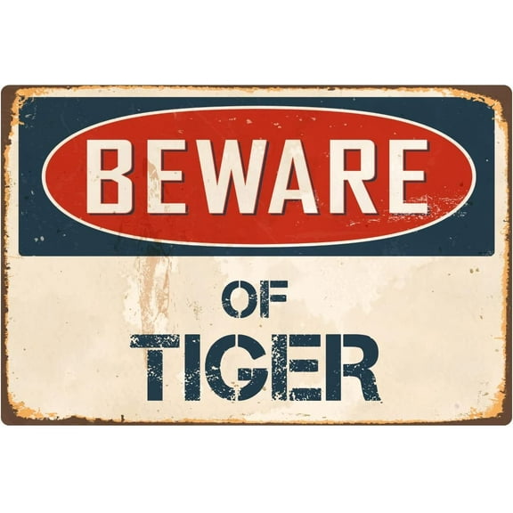 Beware Of Tiger 8” x 12” Vintage Aluminum Retro Metal Sign VS415