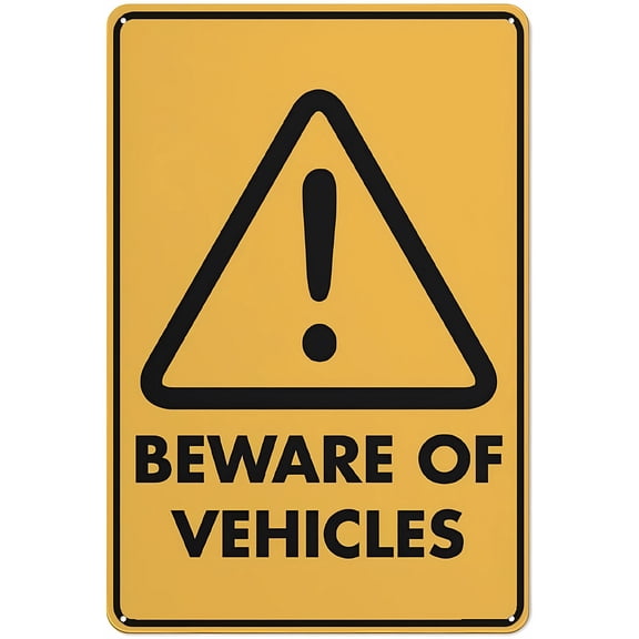 Beware Of Vehicles Rust Free Aluminum Sign 8"x12" - Outdoor Metal Tin, Home Business Yard, Traffic Safety