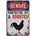 thumbnail image 1 of Beware Protected By A Rooster Chicken Sign Vintage Designs Farm Bar Sign Country Home Decor Wall Decor Indoors Metal Coffee Art Poster 8X12Inch, 1 of 7