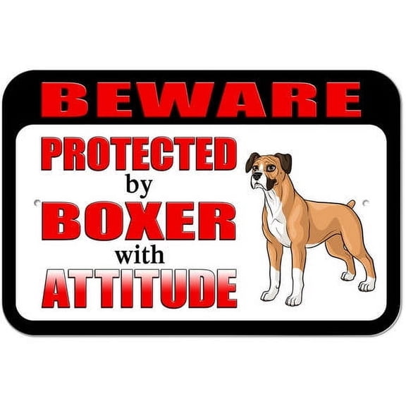 Beware Protected by Boxer with Attitude Sign