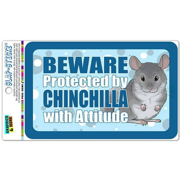 Beware Protected by Chinchilla with Attitude SLAP-STICKZ(TM) Automotive Car Window Locker Bumper Sticker