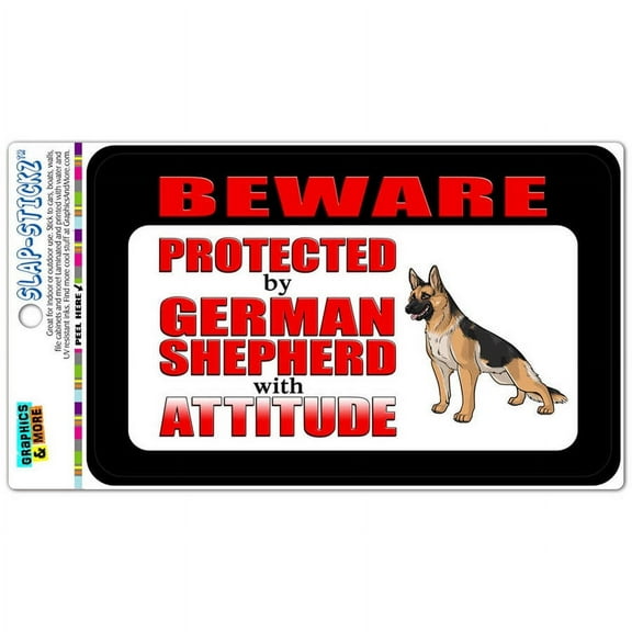 Beware Protected by German Shepherd with Attitude Automotive Car Window Locker Bumper Sticker