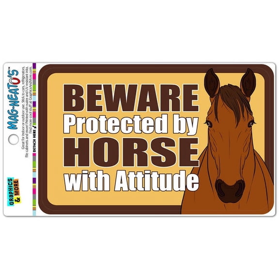 Beware Protected by Horse with Attitude Automotive Car Refrigerator Locker Vinyl Magnet
