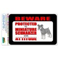 thumbnail image 1 of Beware Protected by Miniature Schnauzer with Attitude SLAP-STICKZ(TM) Automotive Car Window Locker Bumper Sticker, 1 of 1