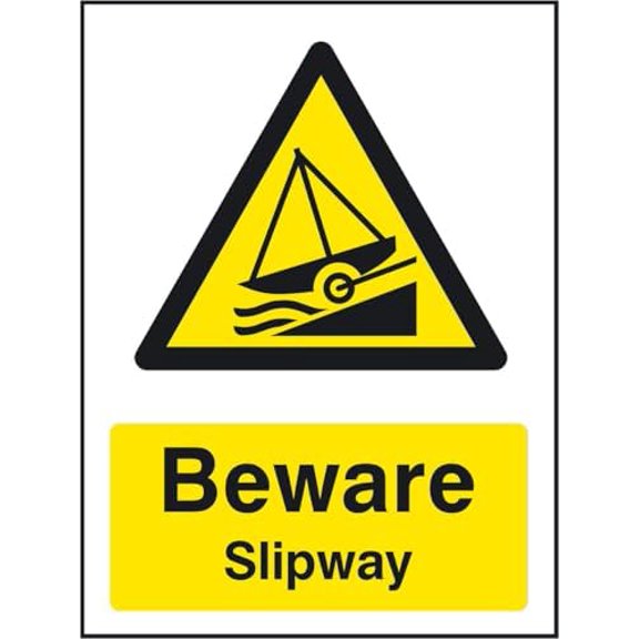 Beware Slipway - Water Safety Sign Metal Sign 8 x 12 Inches – Clear Signage for Walls, Fences