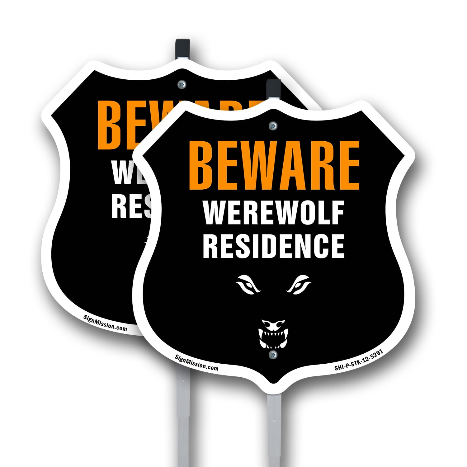 Beware Werewolf Residence (2 Pack) 12 inch X 12 inch Shield Shaped Rust ...