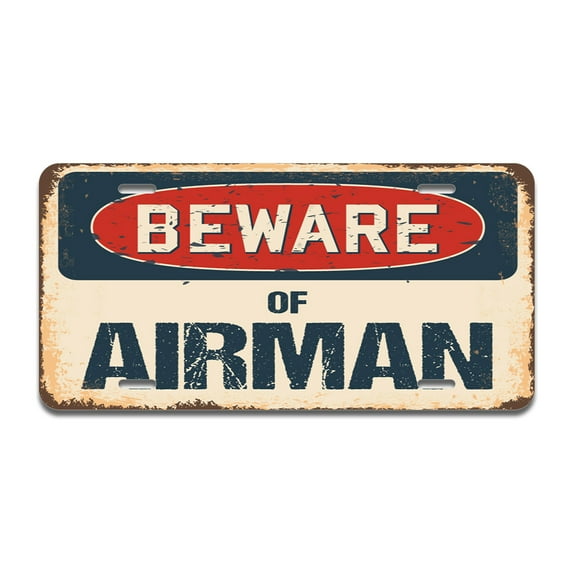 Beware of Airman Aluminum License Plate| License Plate 12" X 6" Fits Any Car, Truck, SUV, RV, or Trailer | Made in The USA