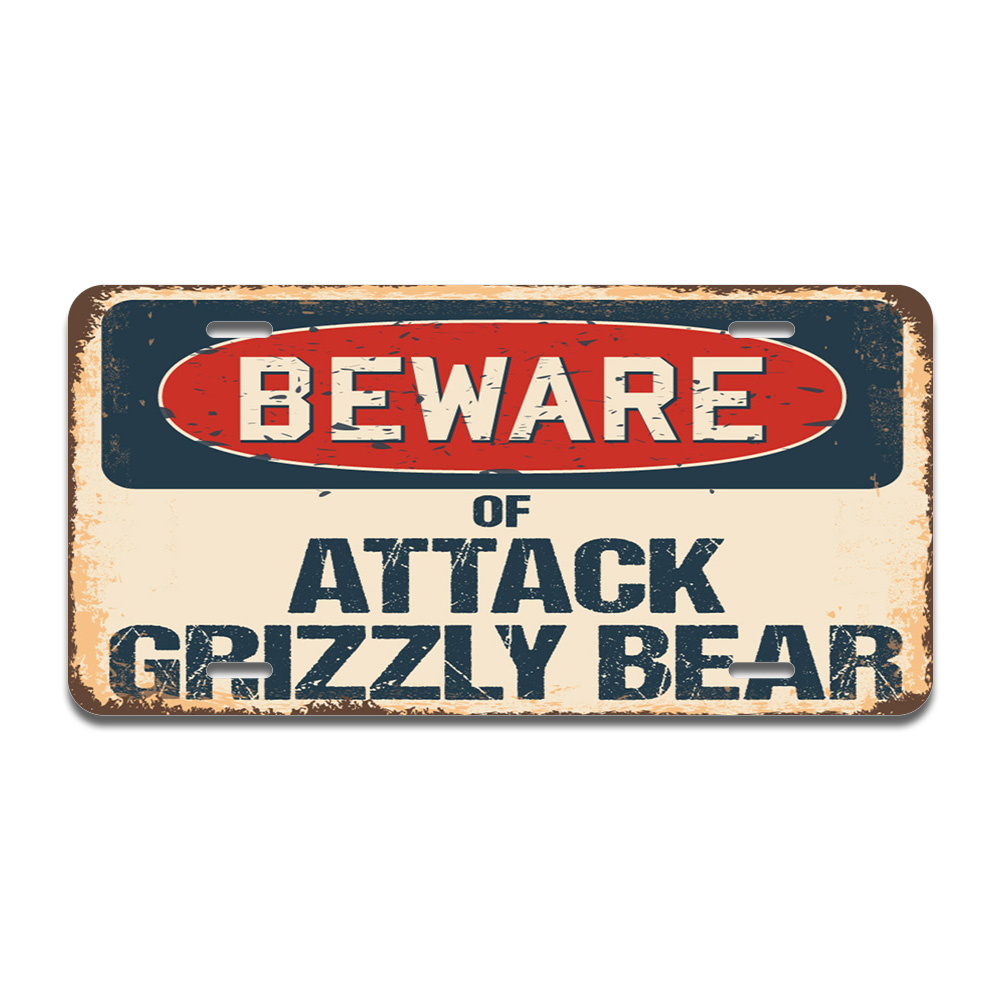 "Beware Of Black Bear" Aluminum License Plate - 12x6 Inch, Universal Fit For Cars, Trucks, SUVs 3 thumbnail image