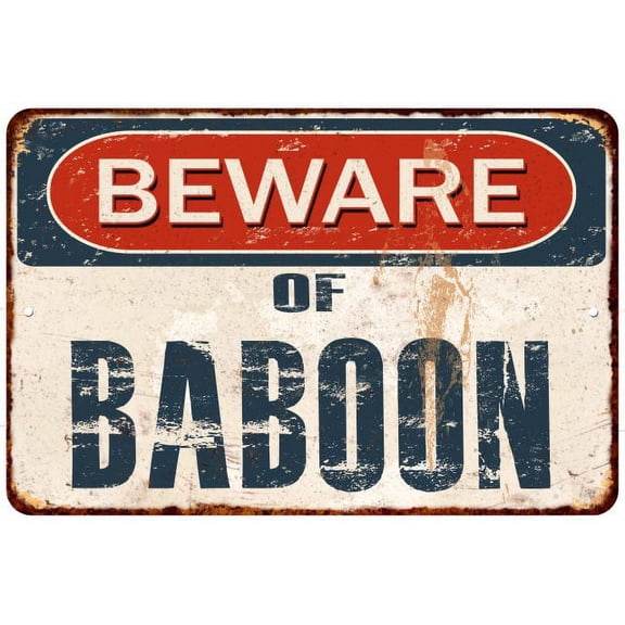 Beware of BABOON Metal Sign Rusty Wall Decor 8x12 108120041486