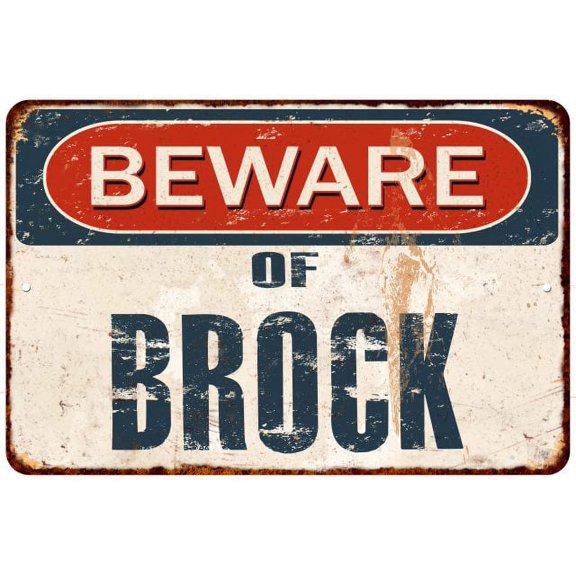 Beware of BROCK Metal Sign Rusty Wall Decor 8x12 108120041320