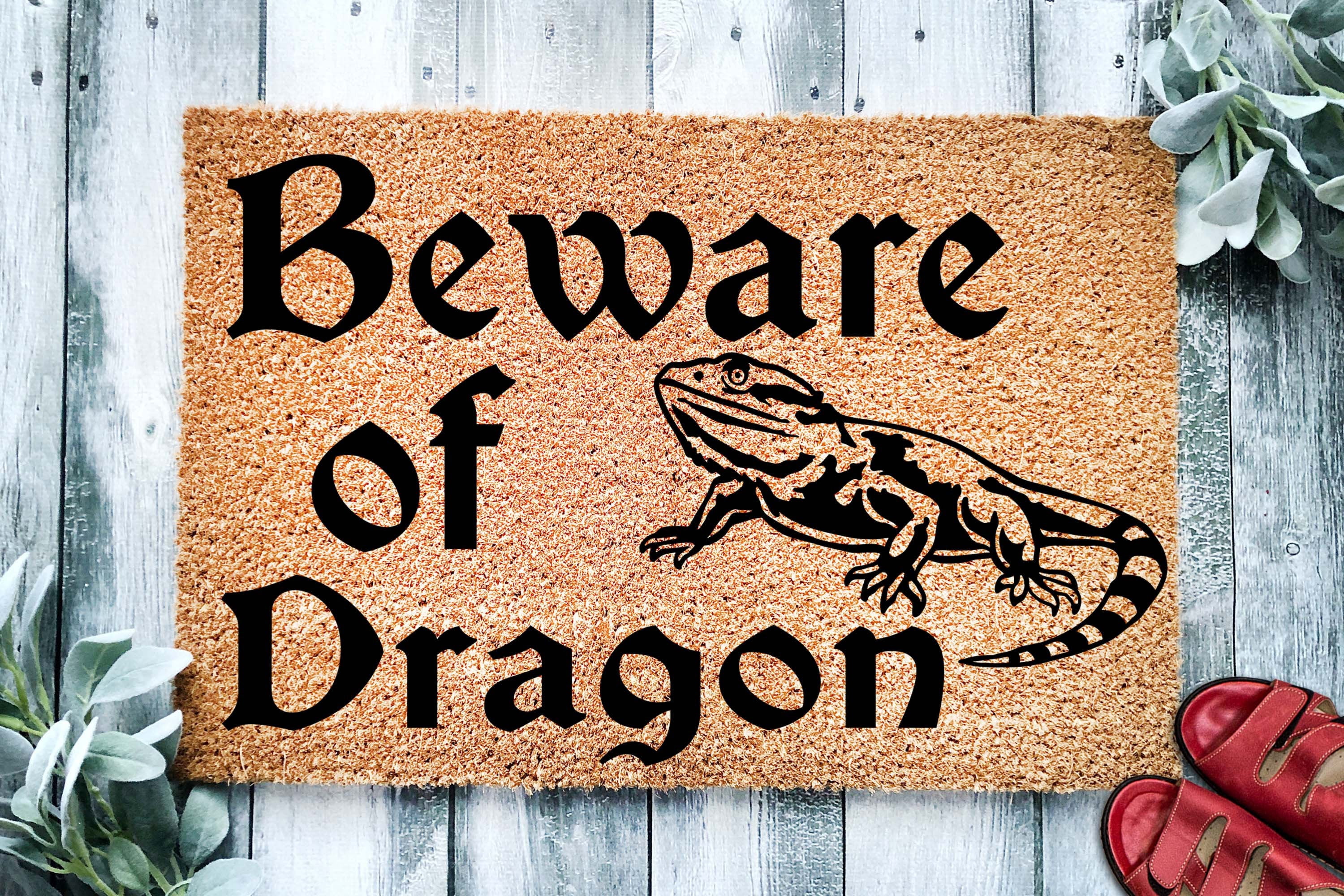 Beware of Bearded Dragon | Custom Doormat | Welcome Mat | Housewarming ...