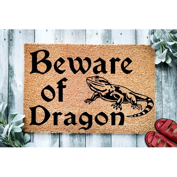Beware of Bearded Dragon | Custom Doormat | Welcome Mat | Housewarming Gift | Closing Gift | Last Name Door Mat | Beardie