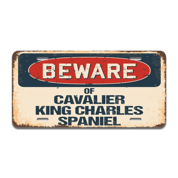 Beware of Cavalier King Charles Spaniel Aluminum License Plate| License Plate 12" X 6" Fits Any Car, Truck, SUV, RV, or Trailer | Made in The USA