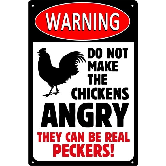 Beware of Chicken Aluminum Warning Sign 8"x12", Chicken Coop Decorative, For Outdoor Indoor Farm Safety