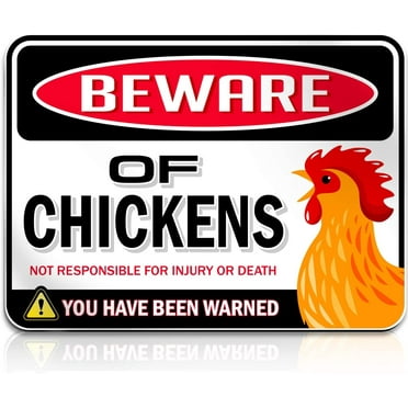 Beware of Chickens Warning Sign | 9" x 12" | Danger Sign Funny Gag Gifts for window, office, bedroom decor, lockers, etc. | Corr