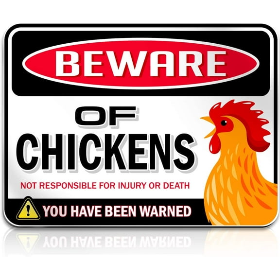 Beware of Chickens Warning Sign | 9" x 12" | Danger Sign Funny Gag Gifts for window, office, bedroom decor, lockers, etc. | Corr