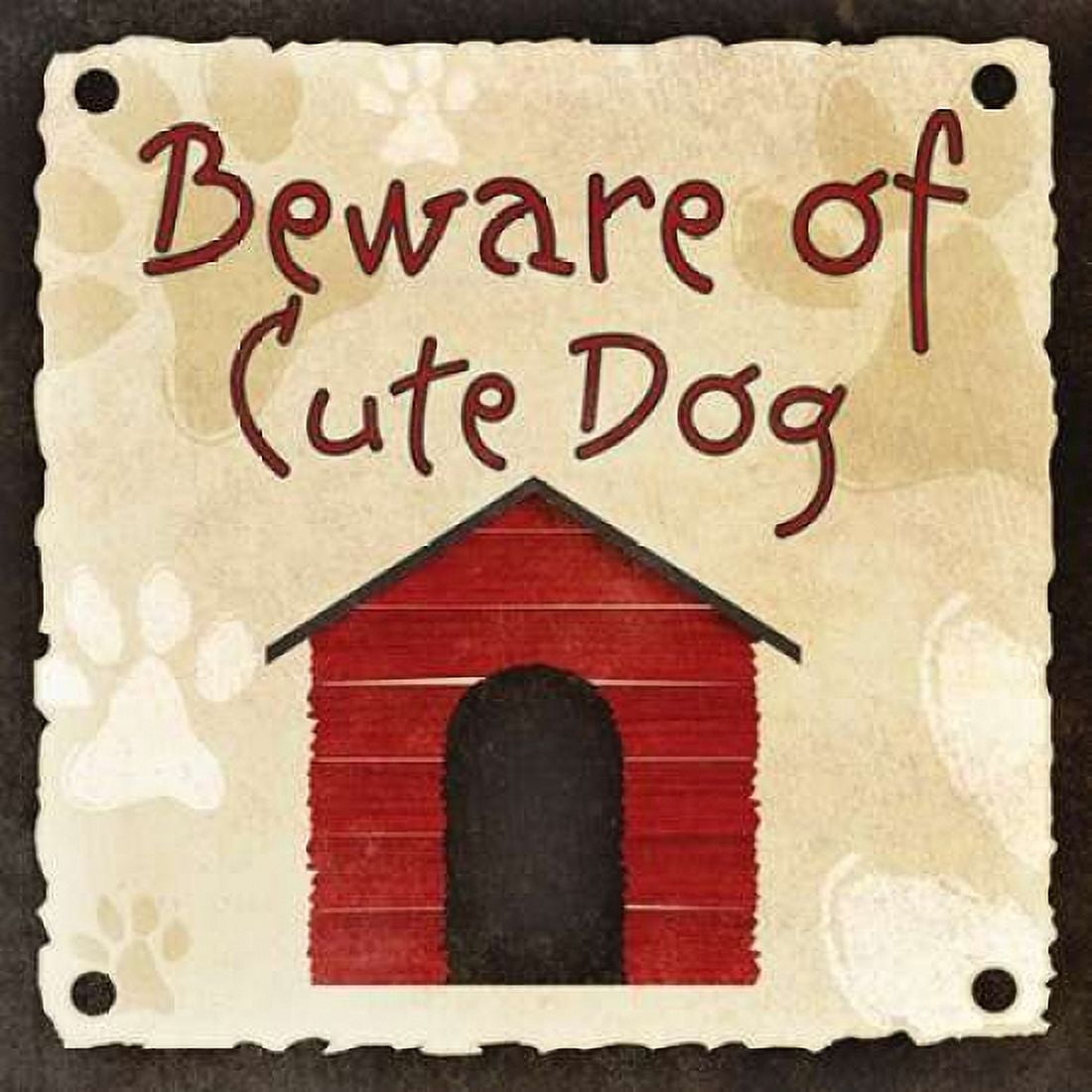 Beware of Cute Dog Canvas Art - SD Graphics Studio (24 x 24)