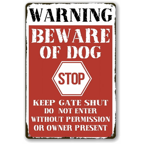 Beware of Dog 8"x12" Fence Sign, Do Not Enter Funny Metal Tin Sign, Property Warning Sign, Dogs On Premises, Outdoor Yard Sign