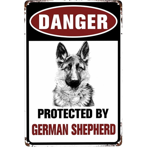 Beware of Dog 8"x12" Fence Sign, German Shepherd Warning Sign, Outdoor House Sign, Pet Security Sign