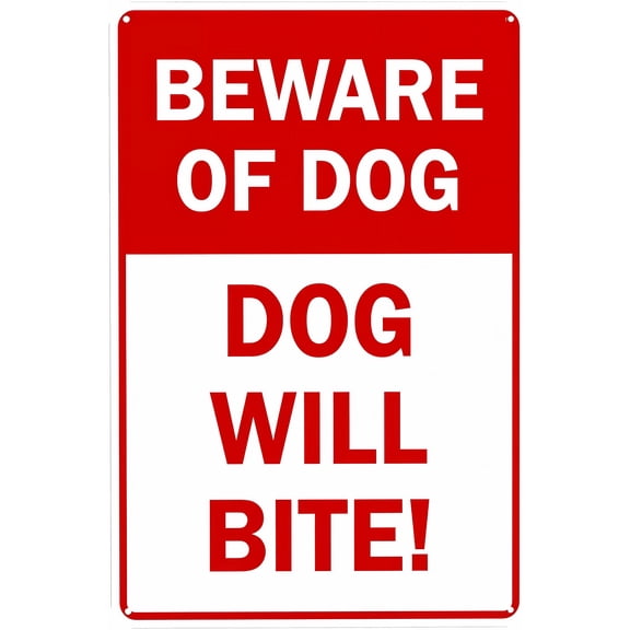 Beware of Dog 8"x12" Sign, Dog Will Bite Warning Sign, Security Metal Sign, Business Home Outdoor Indoor Road Yard Garage Wall Safety Caution Decor