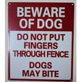 thumbnail image 1 of Beware of Dog Do Not Put Fingers Through Fence - Dog May bite Sign -(White, Rust Free Aluminium 10X12)(ref-2022-4), 1 of 4