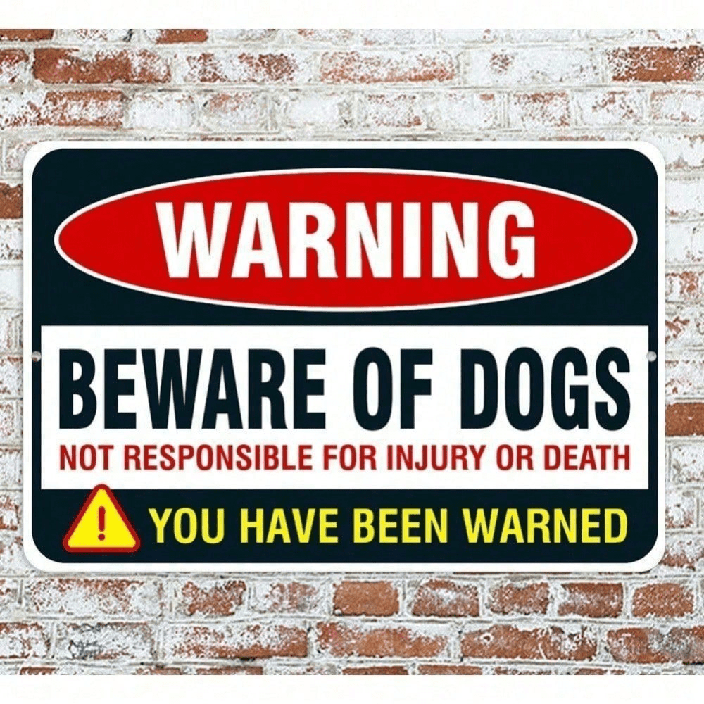 Beware of Dog Metal Warning Sign Indoor Outdoor Security Halloween Home Decor