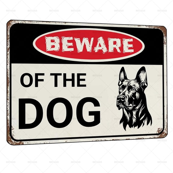 Beware of Dog Sign Doberman Metal Sign Warning Beware of The Dog Signs for Fence Outdoor Farm Garden Gate Home Yard Decor 8x12 Inch