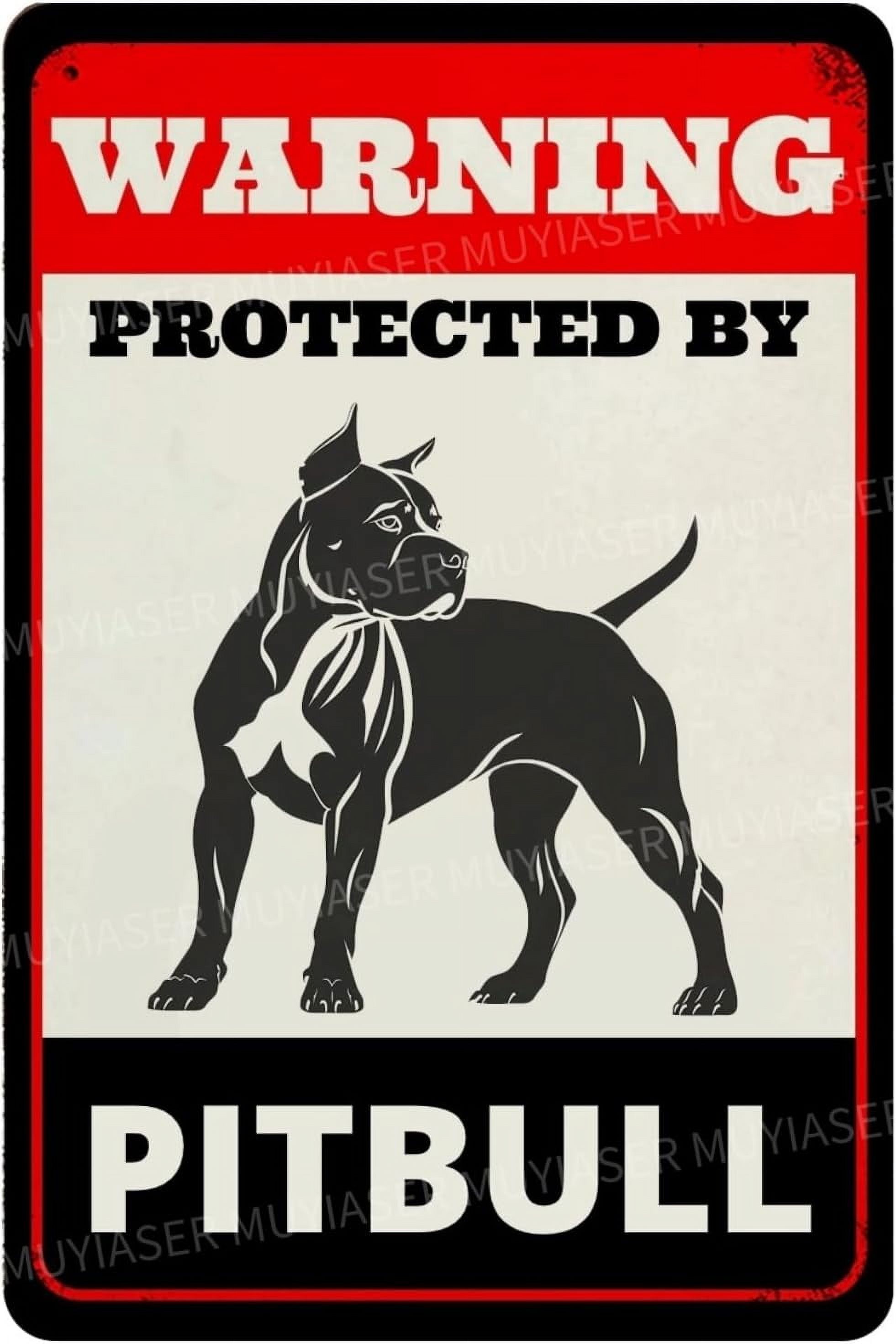 Beware Of Dog Sign For Fence Warning Protected By Pitbull Metal Tin Beware Of Dog Sign For Fence Warning Protected By Pitbull Metal Tin