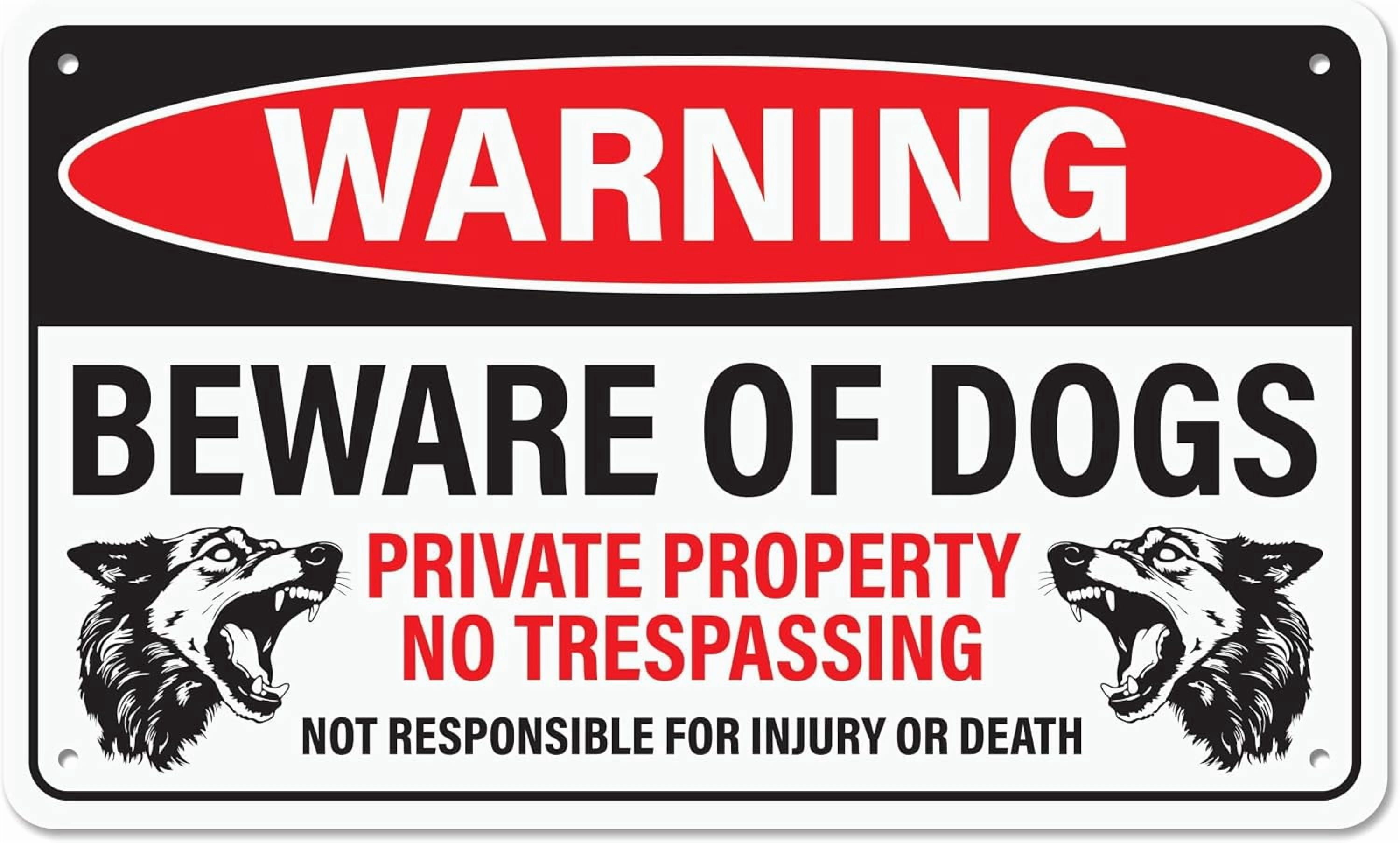 Beware of Dog Sign for Fence, Aluminum with Corner Mounting Holes, Rust ...