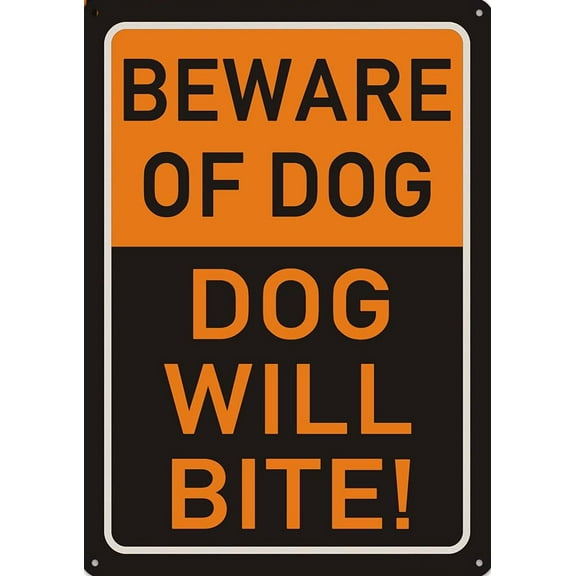 Beware of Dog Signs Metal Signs Aluminum Caution Dog Will Bite for House Yard Home 8x12 Inches