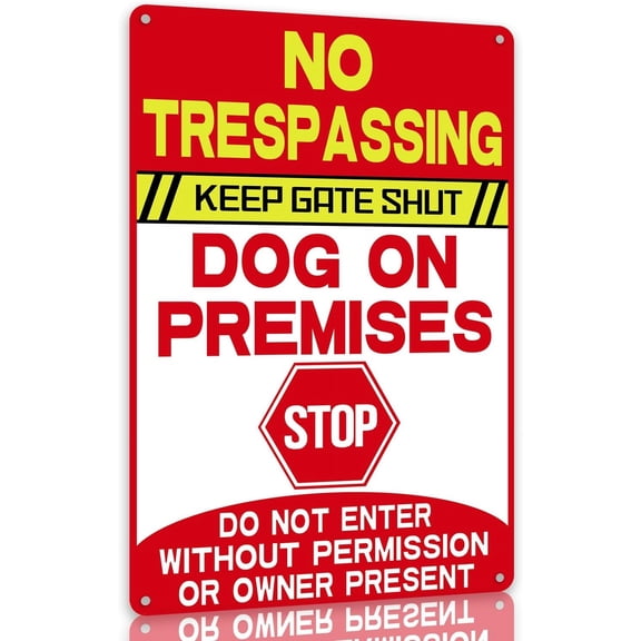 Beware of Dog Signs for Fence,Warning Tin Sign Beware of Dog,Do Not Enter,Home Kitchen Farm Garden Garage Wall Decor 12x8inch