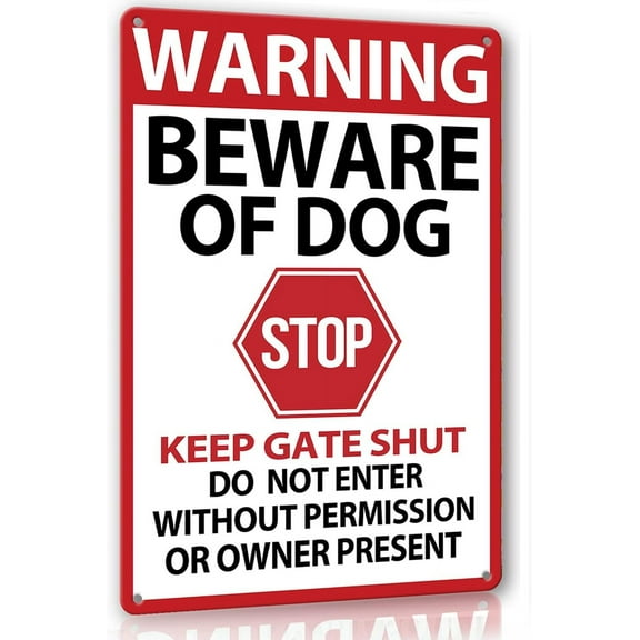 Beware of Dog Signs for Fence,Warning Tin Sign Beware of Dog,Do Not Enter,Home Kitchen Farm Garden Garage Wall Decor 12x8inch