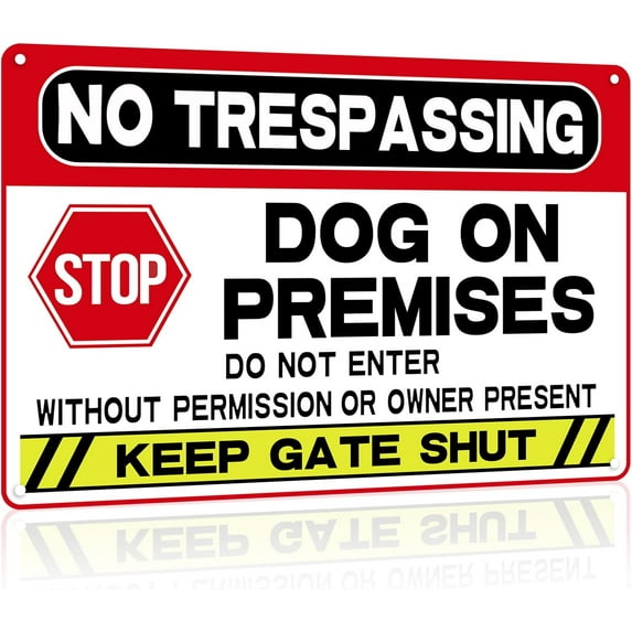 Beware of Dog Signs for Fence,Warning Tin Sign Beware of Dog,Do Not Enter,Home Kitchen Farm Garden Garage Wall Decorinch