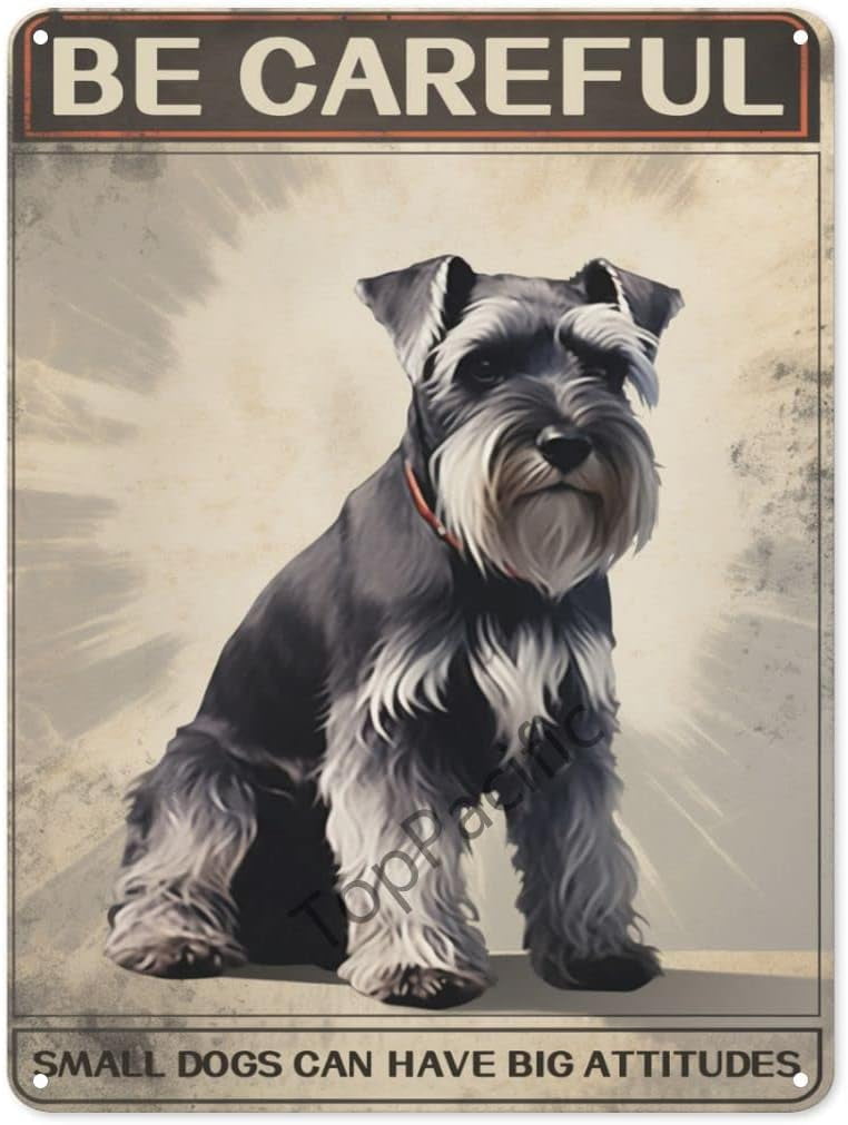 Warnschild 'Small Dogs Can Have Big Attitudes' – 30,5x20,3 Cm, Metall, UV-Druck, Wasserdicht
