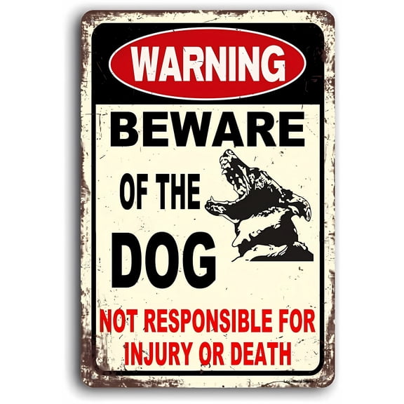 Beware of Dog Warning Sign - 8"x12" Aluminum Metal Sign, Dog Yard Fence Gate Outdoor Security Signage