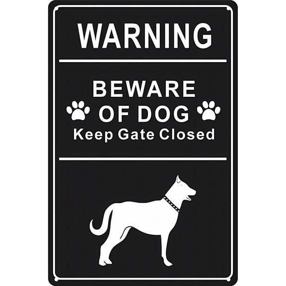 Beware of Dog for Fence Retro Art Plaque - 8"x12", Funny Wall Decor for Cafe, Home, Kitchen, Garage, Bathroom, Farm, Garden, Bar