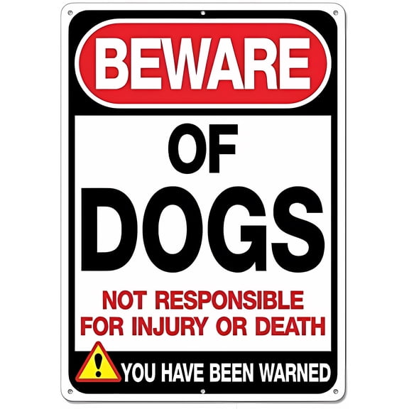 Beware of Dogs 8"x12" Heavy Duty Aluminum Sign, 0.40 Rust Free, UV Printed Fade Resistant, Reflective, Indoor Outdoor Easy Mount Sign
