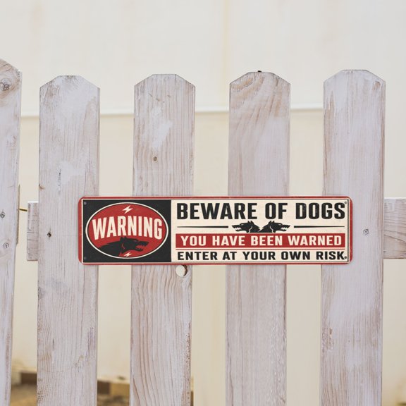 Beware of Dogs Guard Dog Security Metal Tin Sign For Gate Fence Porch And Front Door 4x16 Inch