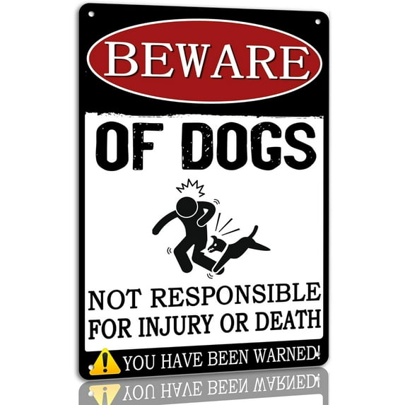 Beware of Dogs Metal Sign Warning Tin Sign Waterproof Indoor or Outdoor Use for Front Door Farmhouse Yard Home Wall Decor 8x12 Inches