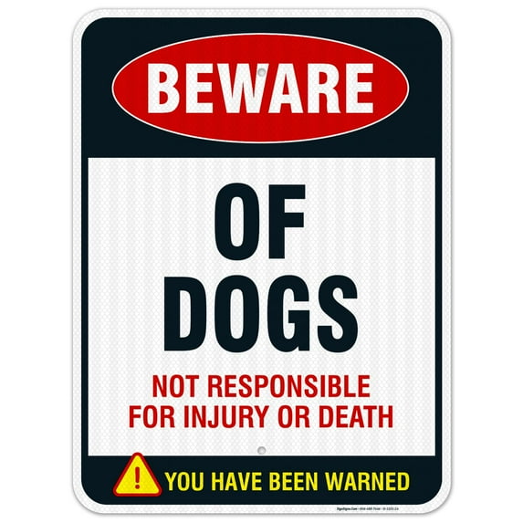 Beware of Dogs Sign, Dog Warning Sign, 18x24 Reflective Aluminum EGP 18x24 Reflective Aluminum EGP