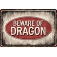thumbnail image 1 of Beware of Dragon Metal Sign Humorous Wall Art for Office Bar Kitchen Patio Living Room Garden Man Cave and Garage 12x8 Inch, 1 of 4
