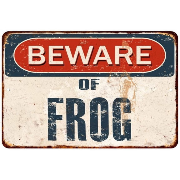Beware of FROG Metal Sign Rusty Wall Decor 8x12 108120041043