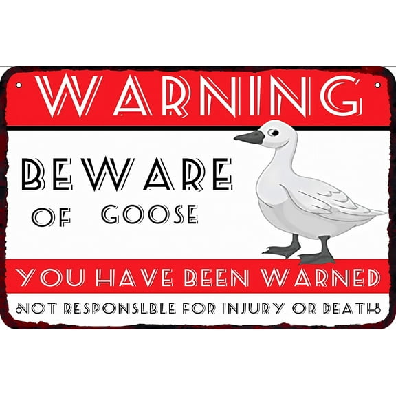 Beware of Goose Vintage Metal Sign - 12×8 Inches, Funny Art Wall Decor, Home Man Cave Bedroom Bar Bathroom Pet Warning Decor