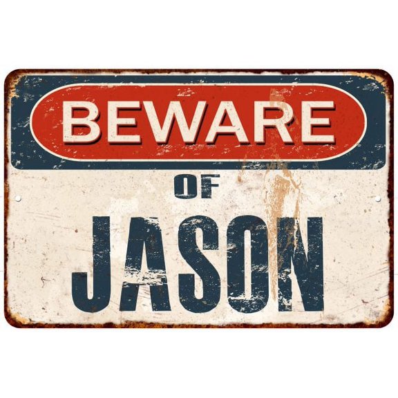 Beware of JASON Metal Sign Rusty Wall Decor 8x12 108120041234