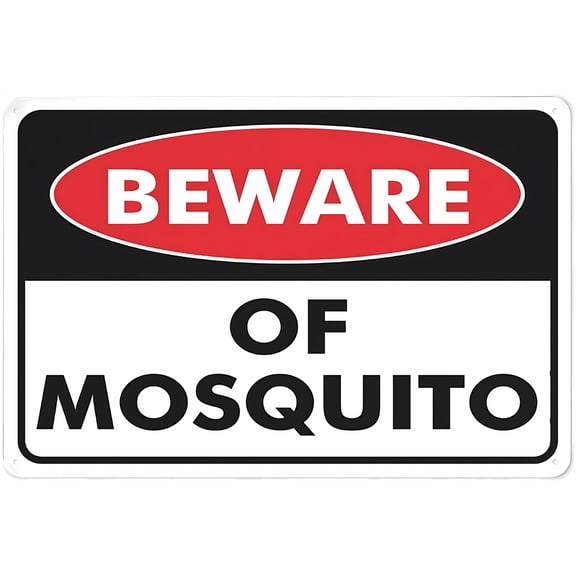 Beware of Mosquito Yard Sign 12 x 8 Inches - Premium Aluminum, Sun-Proof, Rust-Free, Home, Yard, Campground, Insect Bite Prevention Alert
