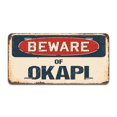 thumbnail image 1 of Beware of Okapi Aluminum License Plate| License Plate 12" X 6" Fits Any Car, Truck, SUV, RV, or Trailer | Made in The USA, 1 of 3